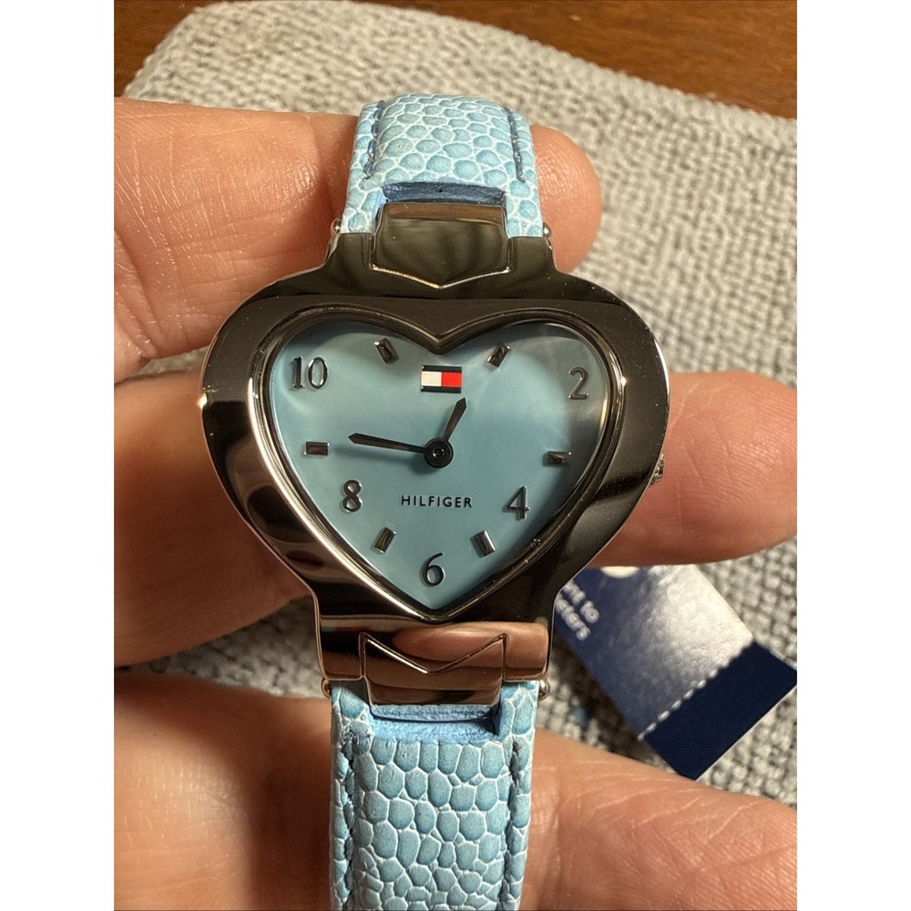 Tommy Hilfiger Women's Silvertone Mother Of Pearl Heart Shaped Watch New